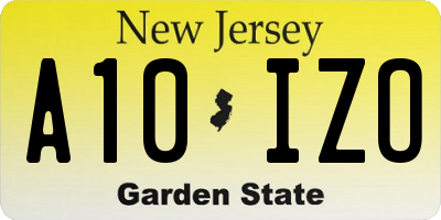 NJ license plate A10IZO