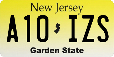 NJ license plate A10IZS