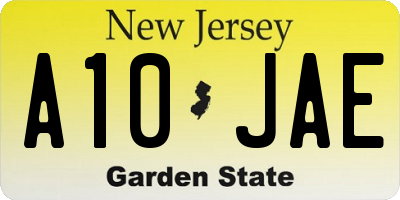 NJ license plate A10JAE