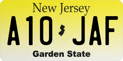 NJ license plate A10JAF