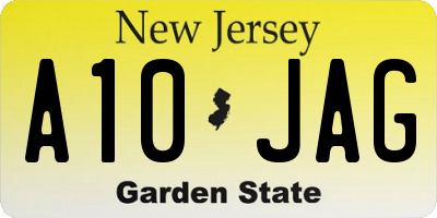 NJ license plate A10JAG