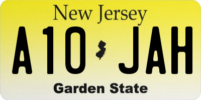 NJ license plate A10JAH