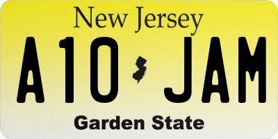 NJ license plate A10JAM
