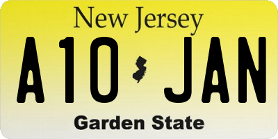 NJ license plate A10JAN