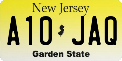 NJ license plate A10JAQ
