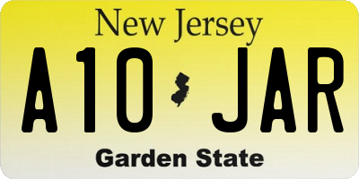 NJ license plate A10JAR