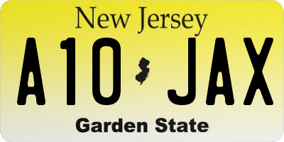 NJ license plate A10JAX