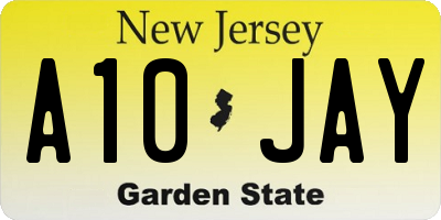 NJ license plate A10JAY