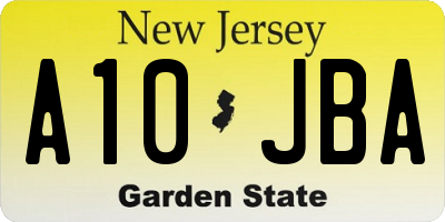 NJ license plate A10JBA