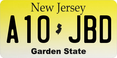 NJ license plate A10JBD