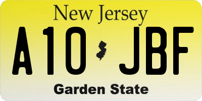 NJ license plate A10JBF
