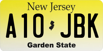 NJ license plate A10JBK