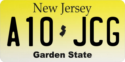 NJ license plate A10JCG