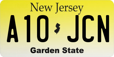 NJ license plate A10JCN