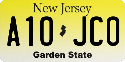 NJ license plate A10JCO