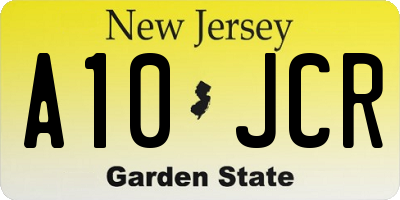 NJ license plate A10JCR