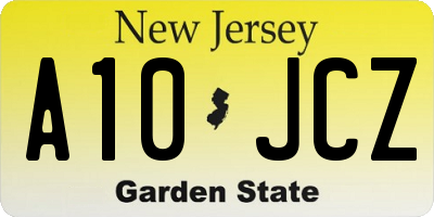 NJ license plate A10JCZ