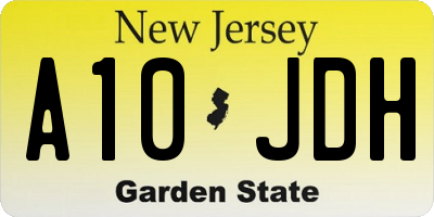 NJ license plate A10JDH