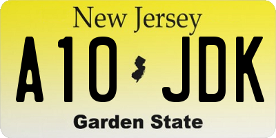 NJ license plate A10JDK