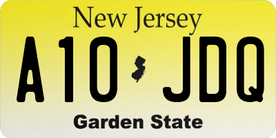 NJ license plate A10JDQ