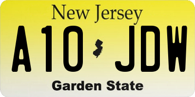 NJ license plate A10JDW