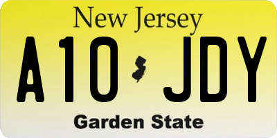 NJ license plate A10JDY