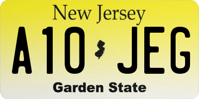 NJ license plate A10JEG