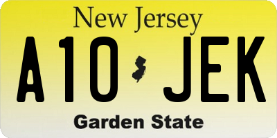 NJ license plate A10JEK