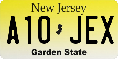 NJ license plate A10JEX