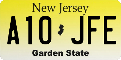 NJ license plate A10JFE