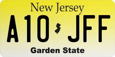 NJ license plate A10JFF