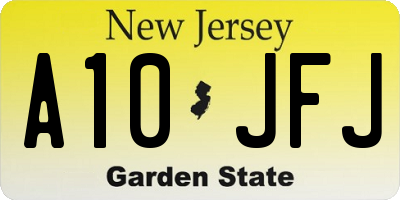 NJ license plate A10JFJ