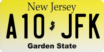 NJ license plate A10JFK