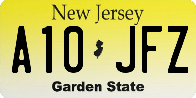 NJ license plate A10JFZ