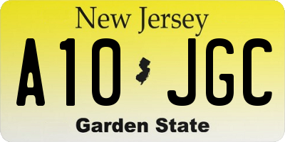 NJ license plate A10JGC