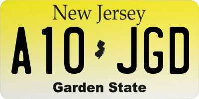 NJ license plate A10JGD