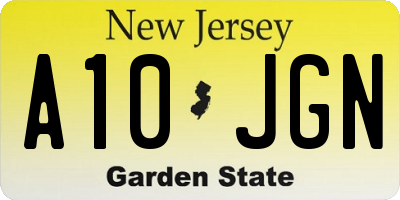 NJ license plate A10JGN