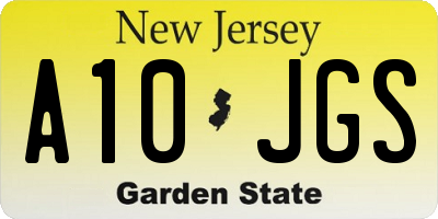 NJ license plate A10JGS