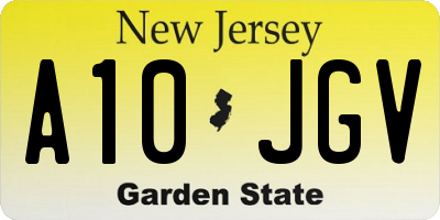 NJ license plate A10JGV