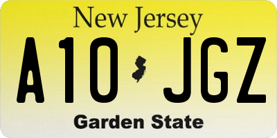 NJ license plate A10JGZ