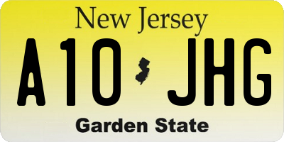 NJ license plate A10JHG