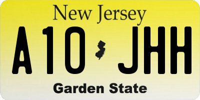 NJ license plate A10JHH