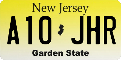 NJ license plate A10JHR