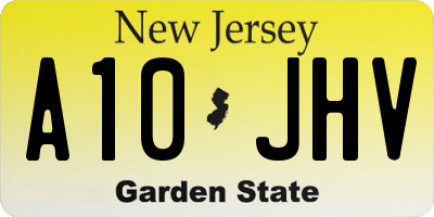 NJ license plate A10JHV