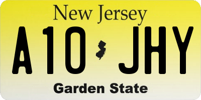 NJ license plate A10JHY