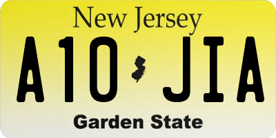 NJ license plate A10JIA