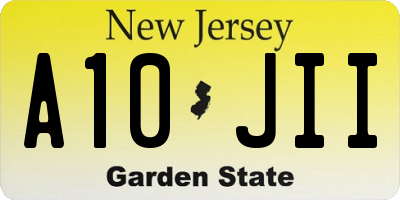 NJ license plate A10JII