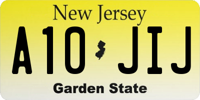 NJ license plate A10JIJ