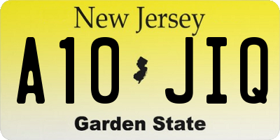 NJ license plate A10JIQ