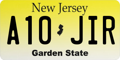 NJ license plate A10JIR